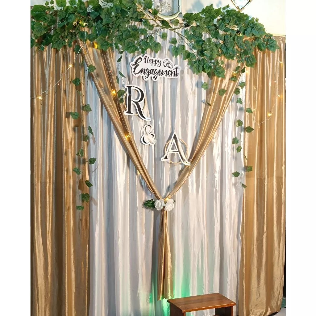PAKET DEKORASI LAMARAN ELEGAN MURAH UKURAN 3 M x 2.2 M BACKDROP WEDDING