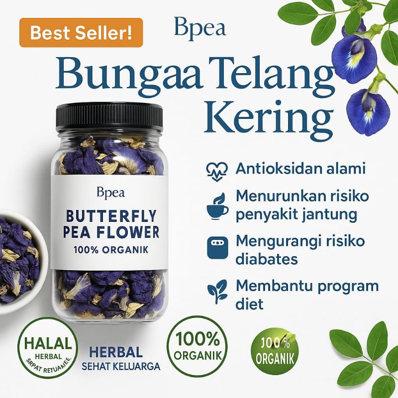 

Teh Bunga Telang Kering Bpea 25gr – Herbal Diet, Cerahkan Kulit, Organik HALAL