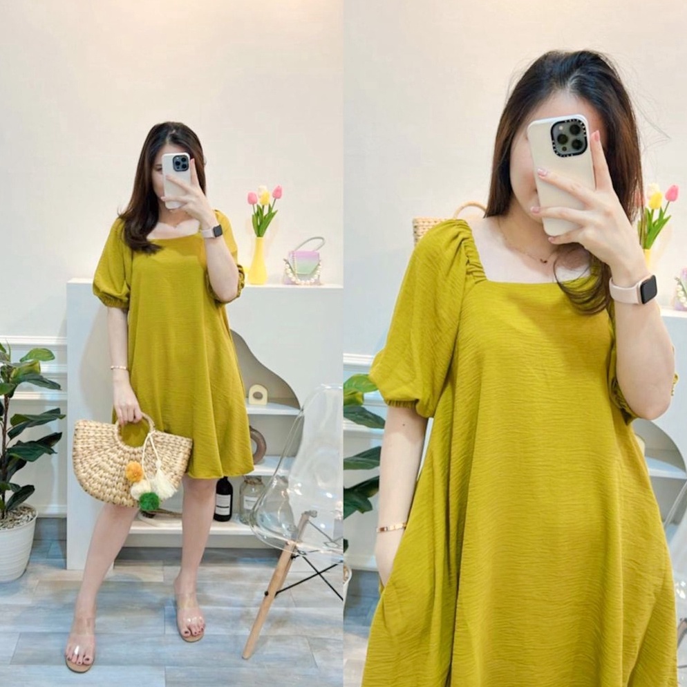 Harga Murah Masayu Dress Crinkle Airflow  Long Dress Masayu Crinkle Lengan Balon Wanita