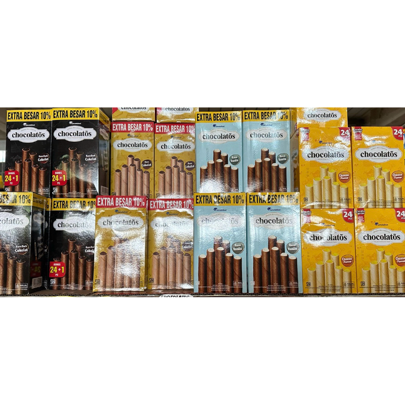 

Chocolatos wafer roll 14 gr isi 24 pcs