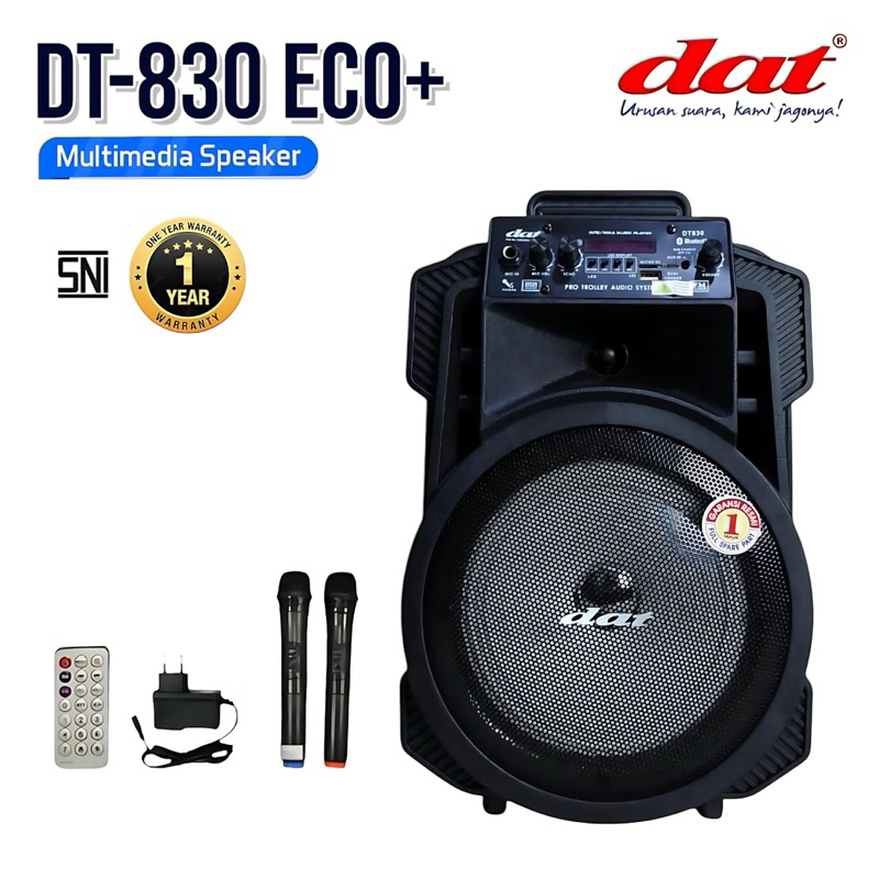 DAT DT-830 ECO 2mic wireles speaker bluetooth portabel speaker aktif full bass