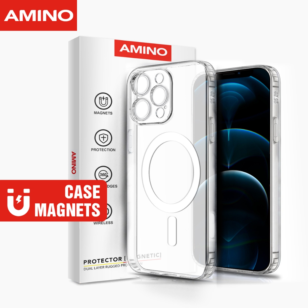 AMINO Protection Kamera Magnetic Case Iphone 12 Pro Max 12 Pro Transparent Case Wireless Charging