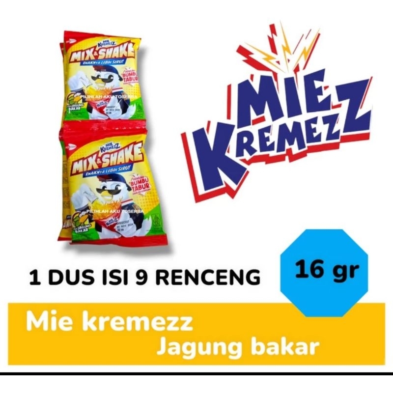

Mie KREMEZZ Mix & Shake Rasa JAGUNG BAKAR Renceng - (HARGA 1 DUS)