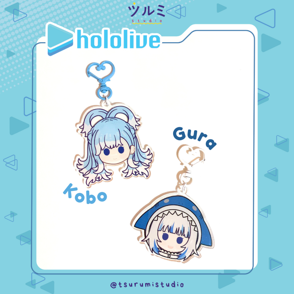 Hololive Kobo Kanaeru & Gawr Gura Acrylic Keychain / Gantungan Kunci Akrilik Fanmerch by tsurumistud