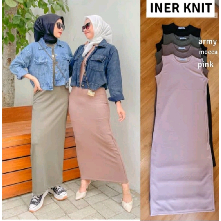 BAHAN PREMIUM / Inner Knit Dress Wanita Tanpa Lengan / Inner Dress Tanpa Lengan