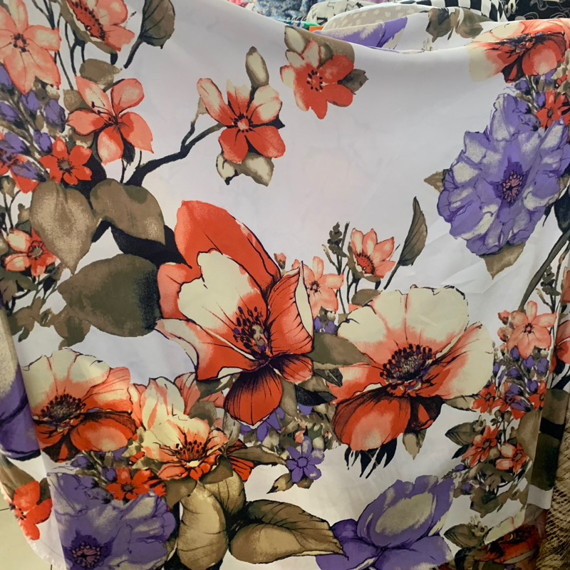 kain zara crepe motif bunga - kain zara crepe premium - kain crepe motif