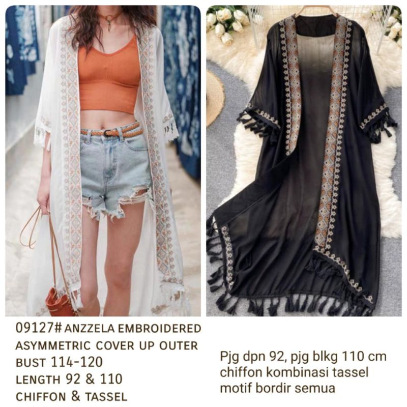 09127 Pakaian autfit kostum outfit luaran Auter lengan panjang sifon chiffon lembut halus lembut rin