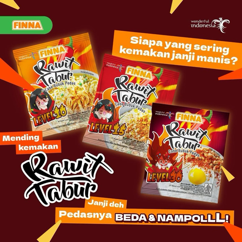 

Bahan Chili Oil FINNA Rawit Tabur sachet 1 renceng (12pcs)