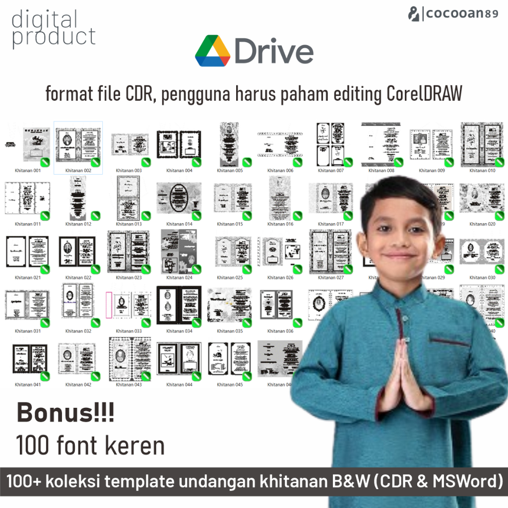 100+ undangan khitan Black and White (CDR)