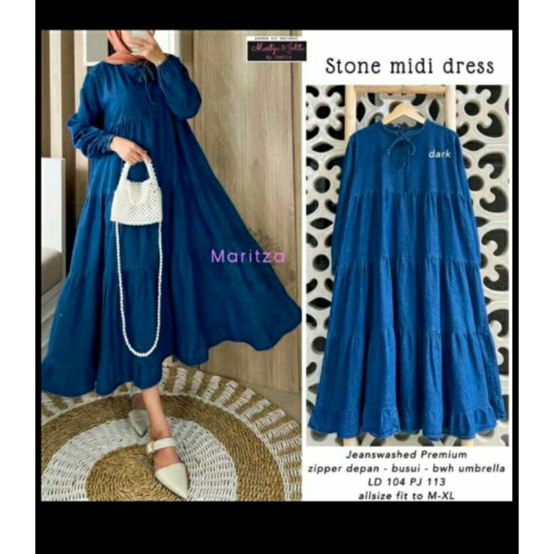 GAMIS SUSUN KLOK 2METER JEANS ORIGINAL