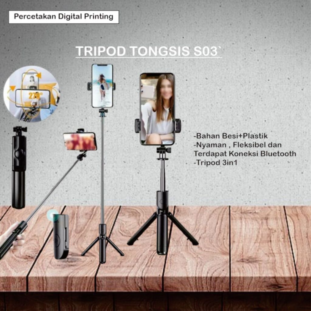 TRIPOD TONGSIS S03 / TRIPOD 3IN1 / TRIPOD BLUETOOTH / TRIPOD TONGSIS / TRIPOD SELFIE STICK / TONGSIS