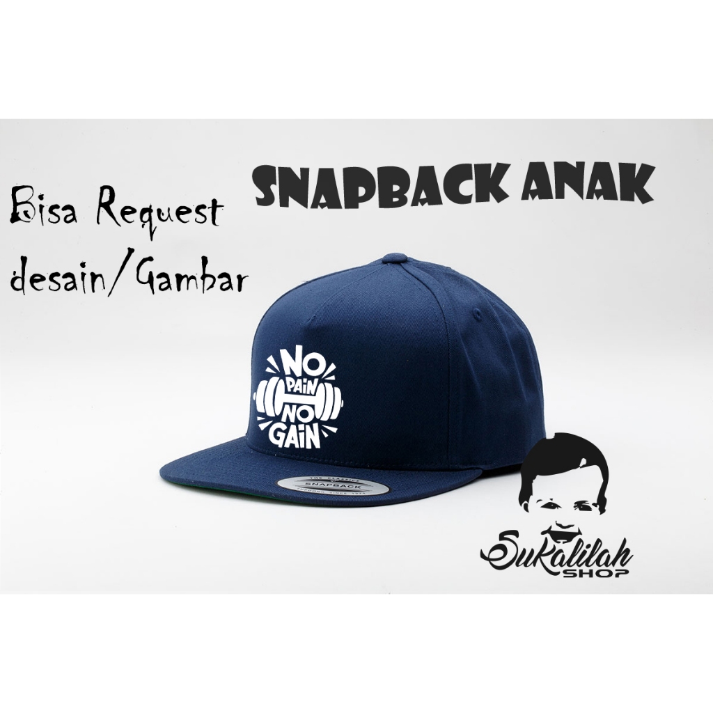 Topi snapback hiphop anak unisex no pain no gain 2