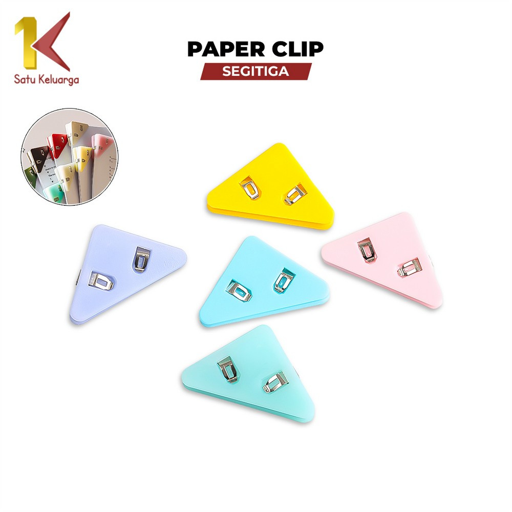 

Satu Keluarga Paper Clip Segitiga A119 Klip Sudut Jepitan Kertas Buku Akrilik Warna Warni Serbaguna