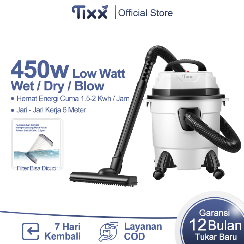 TIXX 15L Vacuum Cleaner Low Watt 450W Vacuum Cleaner Debu Rumah Vacuum Cleaner Wet and Dry