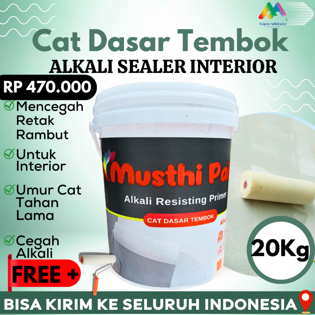 Cat Dasar Tembok Alkali Sealer Interior Musthi Paint 20 Kg Cat Alkali Sealer