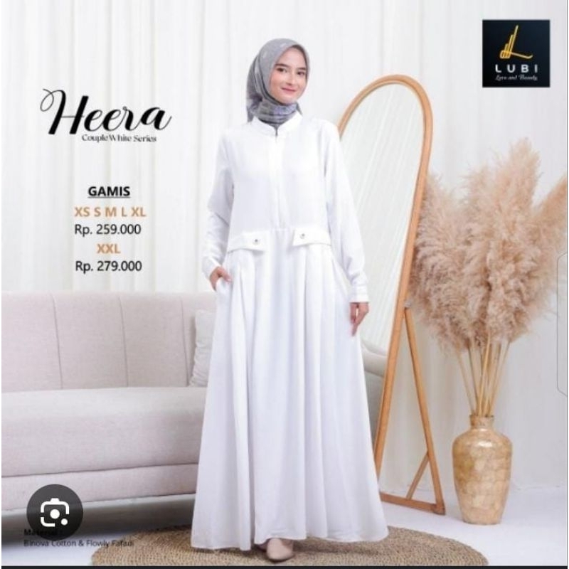 GAMIS LUBI HEERA White Gamis Wanita Dewasa Muslimah Gamis Lubi