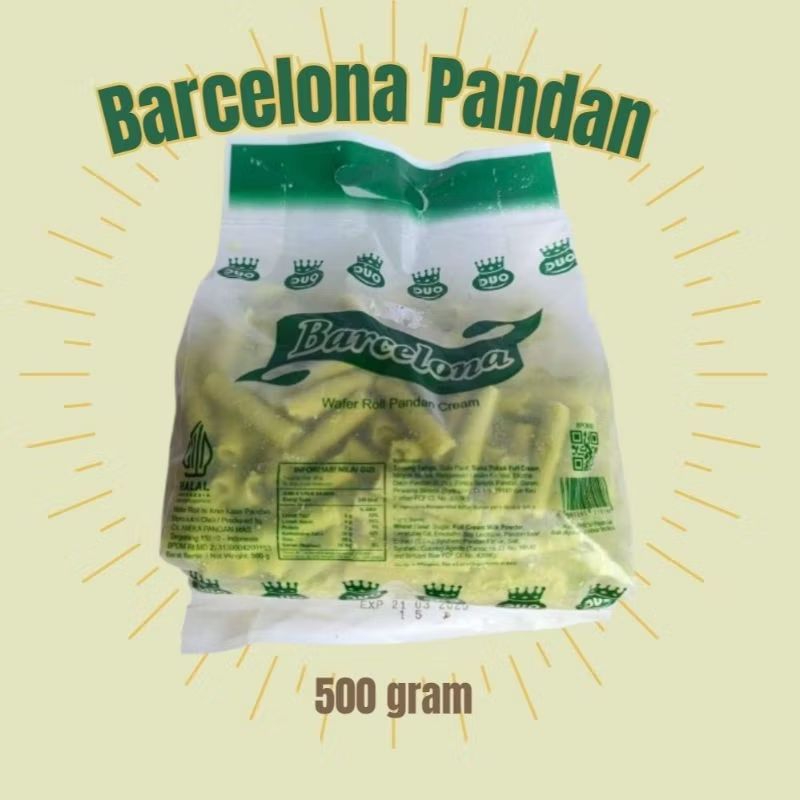 

Barcelona wafer roll/wafer stik Pandan 500 gram