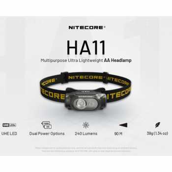 Senter NITECORE Original HA11 - Senter Kepala Led Super Terang Headlamp Lightweight 240 Lumen untuk 
