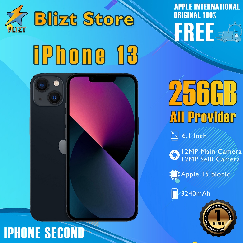 iPhone 13 256GB Second Original100% Inter 5G 6.1" OLED-Ori Fullset Mulus Normal 3utools All Green