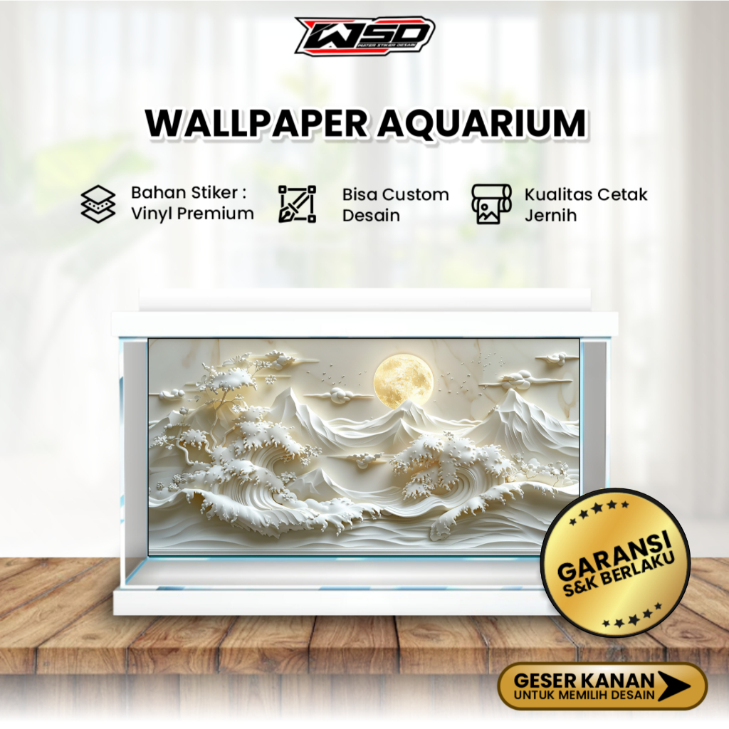 Background Aquarium Wallpaper Stiker Hiasan Aquascape Sticker Vinyl 3D Premium