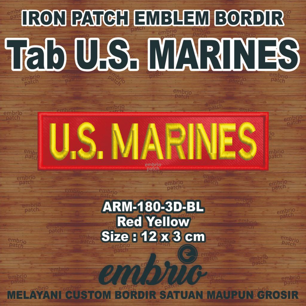 ARM-180-3D-BL Tab US MARINE Patches emblem bordir name tag us marines military tactical tentara angk