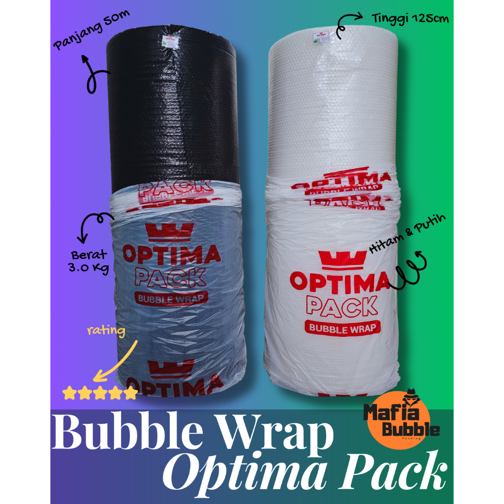 

BUBBLE WRAP OPTIMA PACK TERBARU BERAT 3,2KG WARNA HITAM,PUTIH DAN PUTIH SUSU