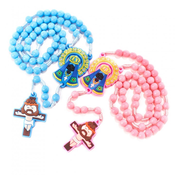 Yeraya Rosario Anak Black Madonna Warna kalung doa anak kalung rosario tali fosfor rosario warna war