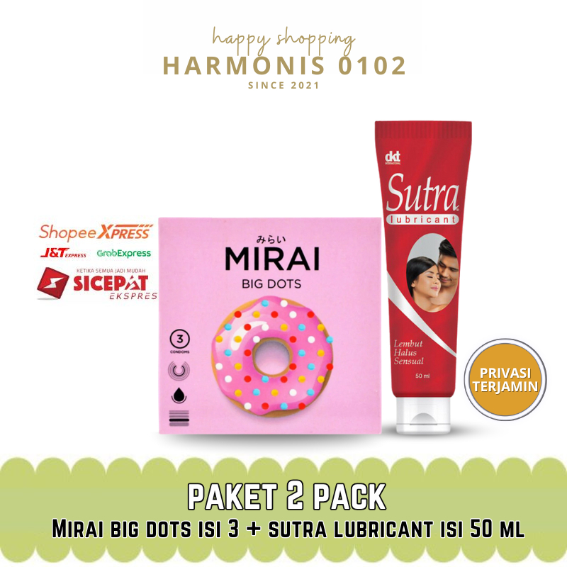 Kondom Mirai Big Dots Bergerigi Besar isi 3 Pcs & Sutra Lubricant 50ml Pelumas Anti Lengket