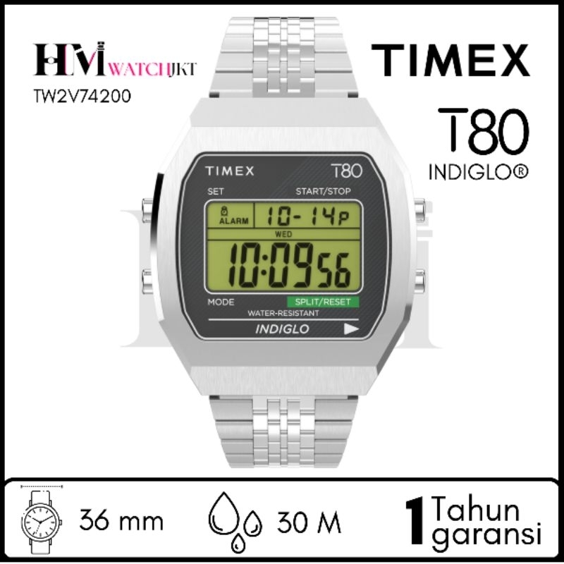 TIMEX TW2V74200 Q TIMEX Jam Tangan Unisex Original Digital Antiair