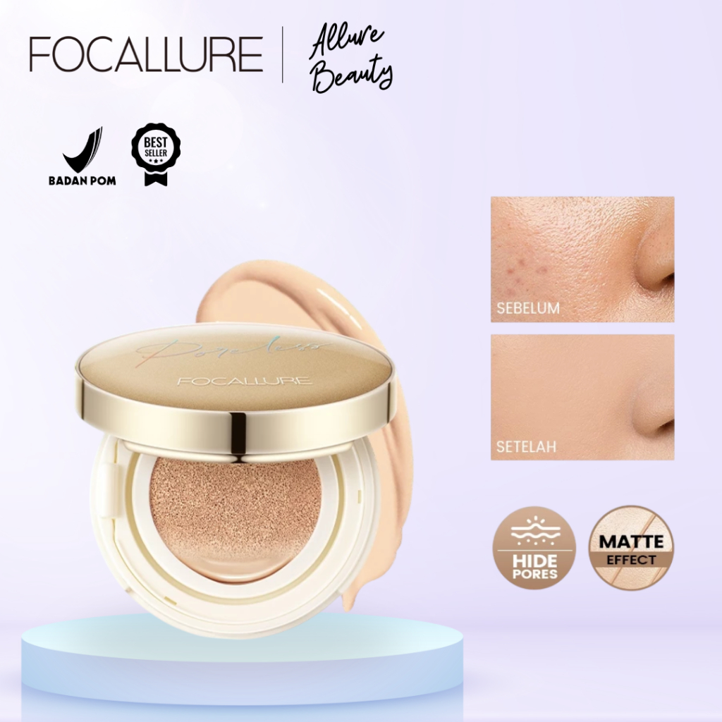 FOCALLURE Cushion Poreless Matte Air Cushion Waterproof FA198 Cushion Poreless BB Cushion Full Cover