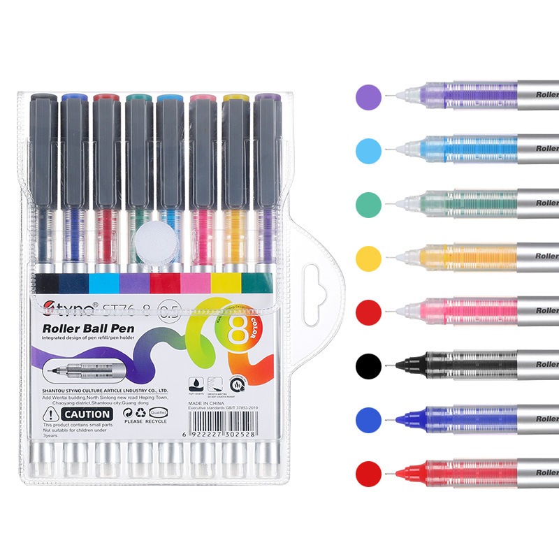 

bolpoin gel Pen Ink Gel Warna 8, 0,5 mm Quick-Drying, Kantor Sekolah menulis Stationery Lukisan