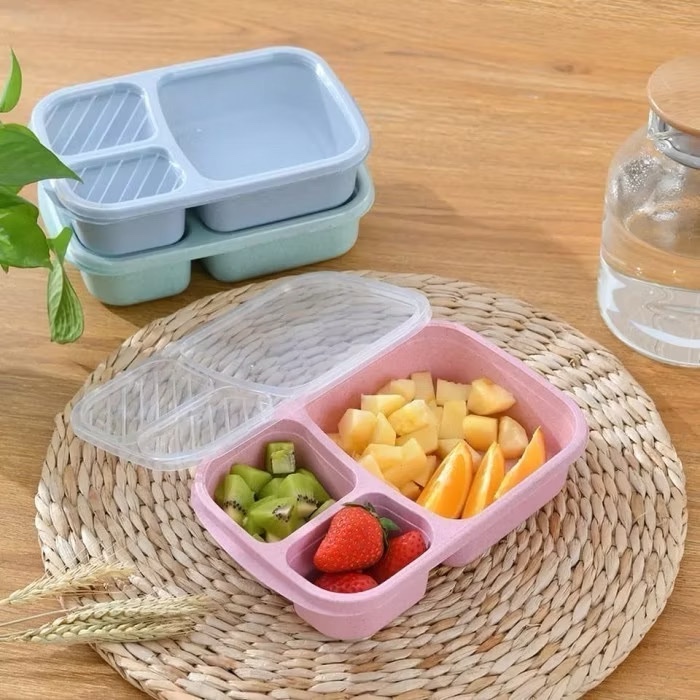 Tempat Makanan Kotak Bekal Plastik Lunch Box Bento Microwavable Korea / Kotak Makan Plastik Bento
