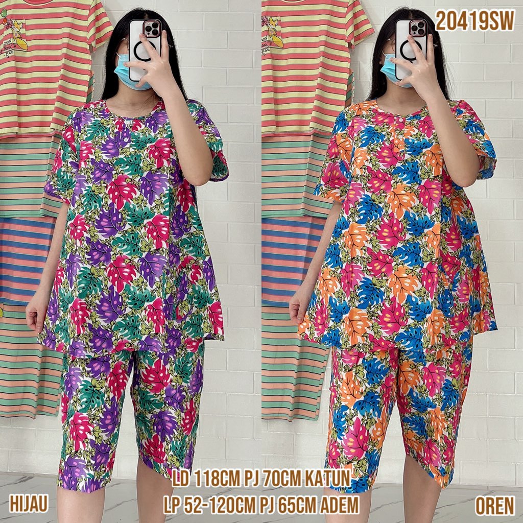 DYA369 Baju Tidur Merlin BD Celana 3/4 XXL / XL Jumbo Setelan Katun Motif karakter - Bahan Katun