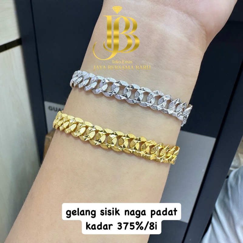 gelang sisik naga padat emas kadar 375%/8karat