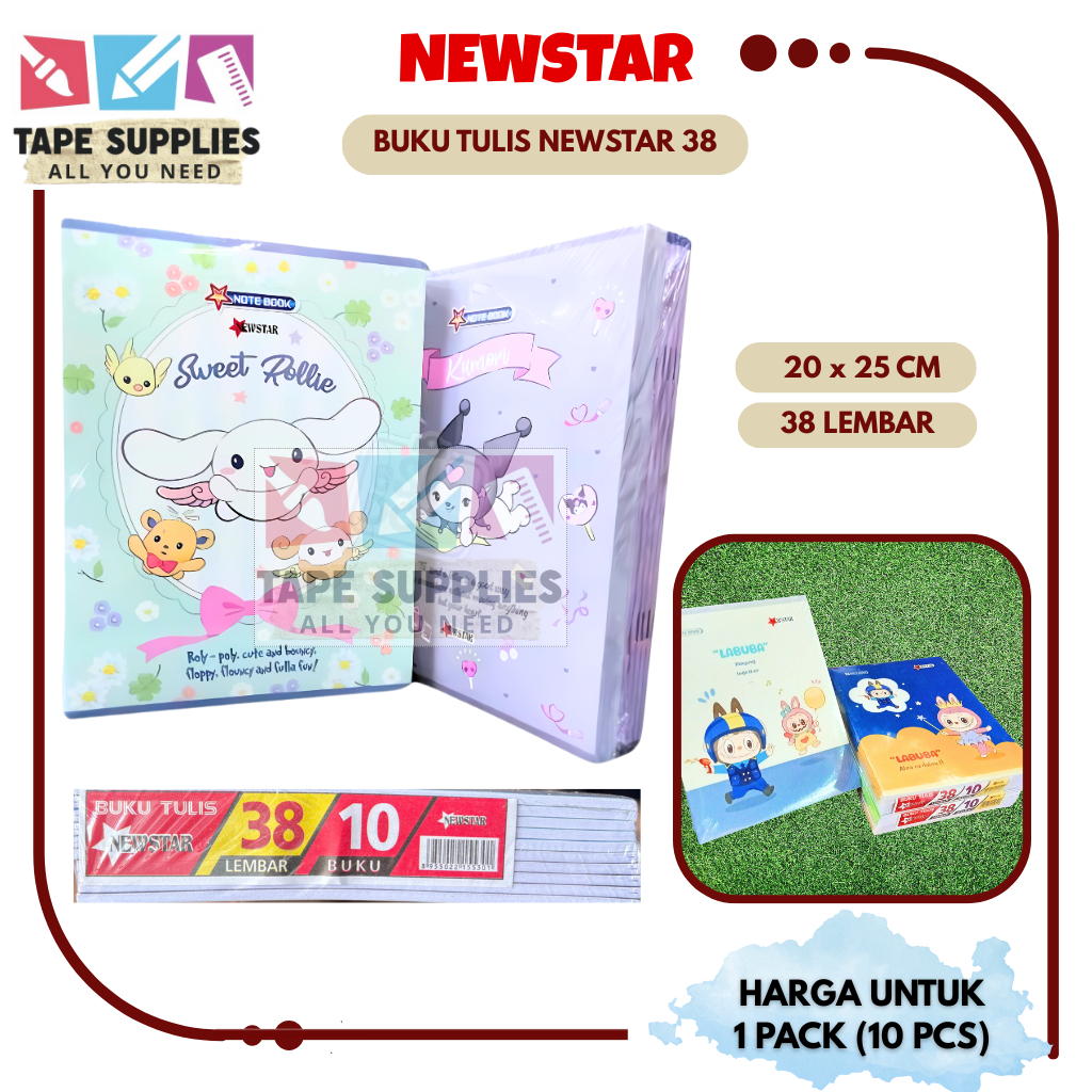 

BUKU TULIS (NEW STAR) KARAKTER LUCU 38 LEMBAR / BUKU TULIS SEKOLAH (1 PACK (ISI 10PCS)