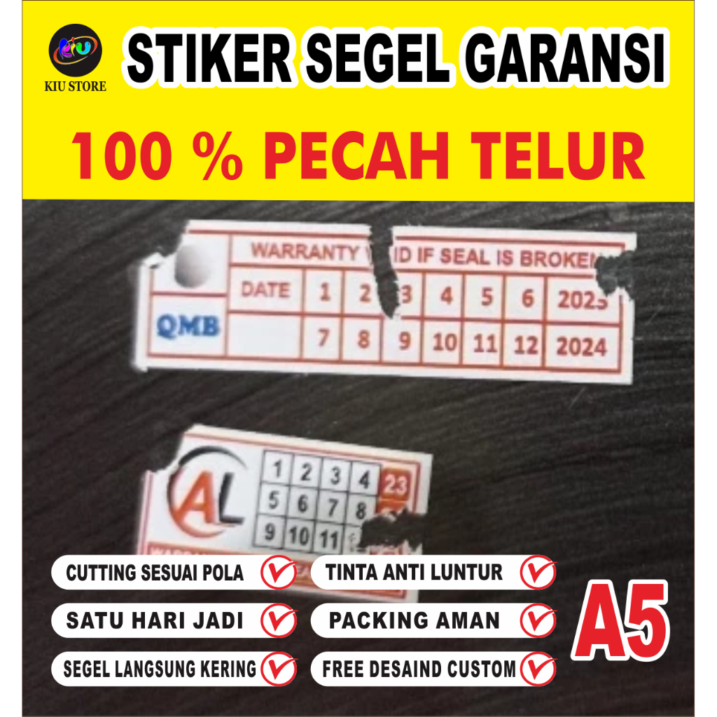 

Stiker Segel Garansi 10 Ribu semua ukuran kertas pecah telor A5