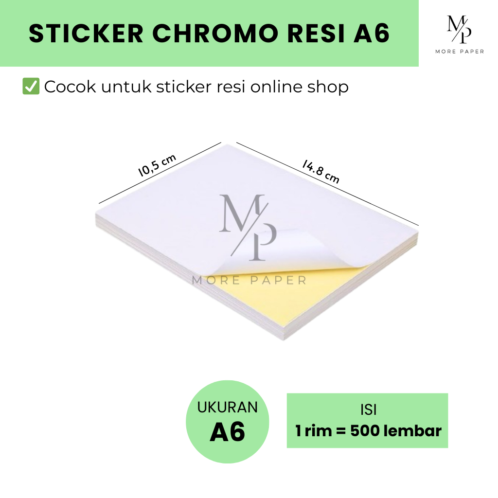

Stiker Chromo A6 - 500 Lembar | Stiker Label Resi Online Shop | Glossy Inkjet & Laser