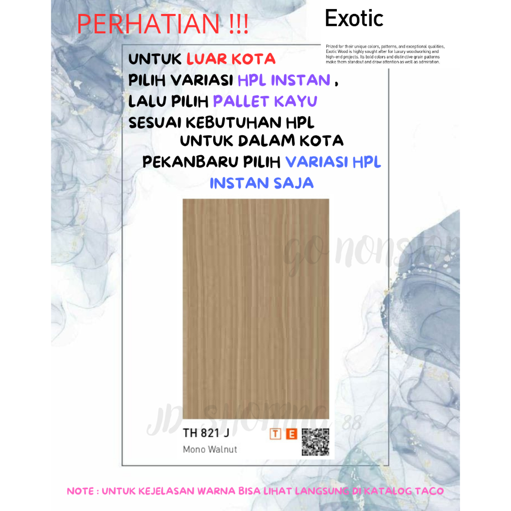 (LUAR KOTA WAJIB PALLET KAYU) HPL TACO WOODGRAIN TH 821 J