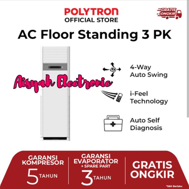 AC FLOOR STANDING POLYTRON 3 PK PSF-3032 GARANSI RESMI