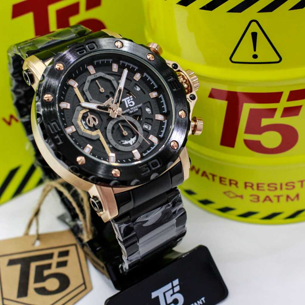 Original T5 3723G Full Chrono Aktif Jam T5 3723 ORI Stainless Steel