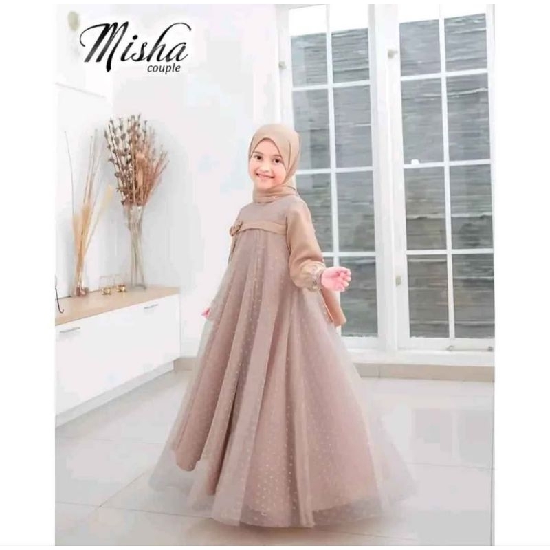 Gamis Muslim Anak Perempuan Usia 5-13 Thn Mix Tile Dot Baju Muslim Anak Perempuan Kekinian