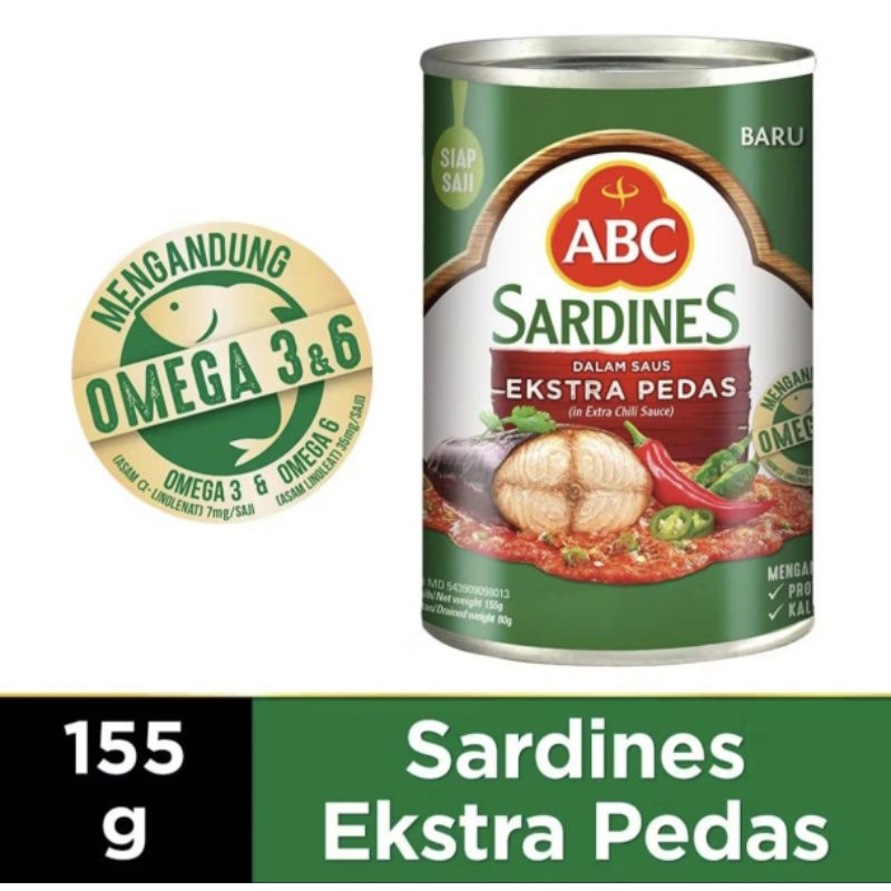 

Sardines ABC Ekstra Pedas 155 gram