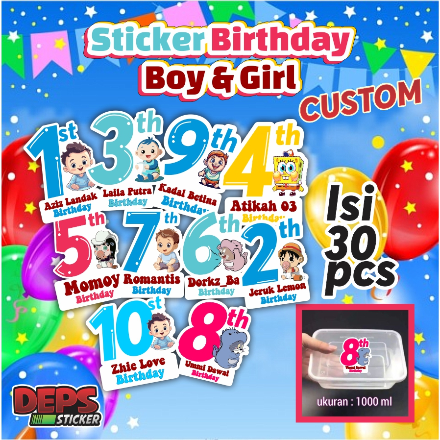 

Sticker Ulang Tahun / Sticker Karakter Bento / Birthday Sticker Anak