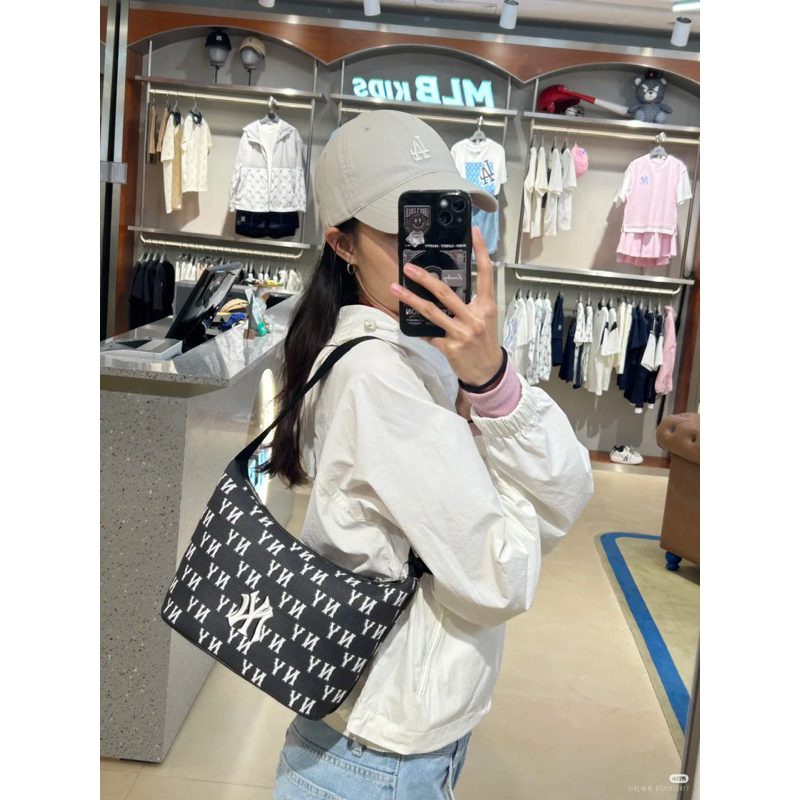 MLB newww classic monogram jacquard hobo bag
