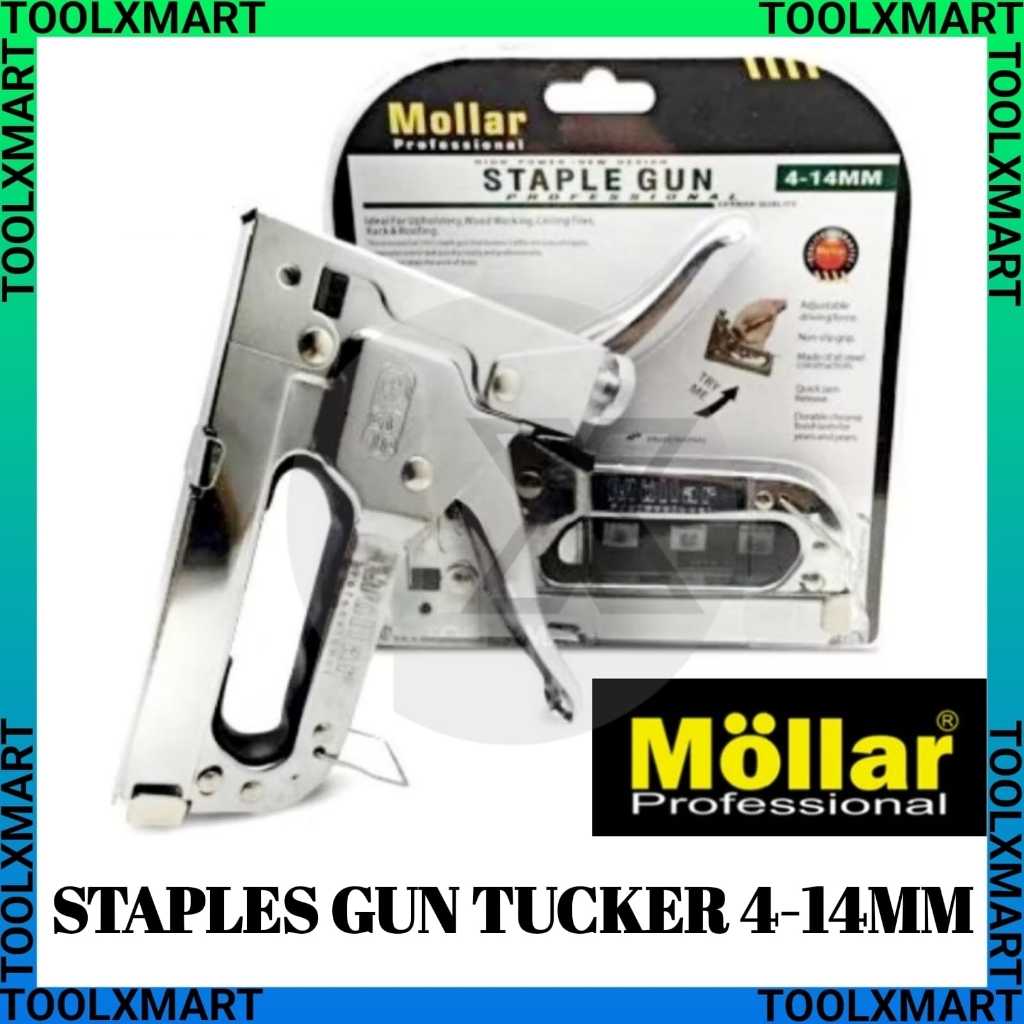 

Staples Gun 3 in 1 MOLLAR / Stapler Tembak 4-14mm Gun Tacker Free Refill / Steples Jok Kulit Kardus