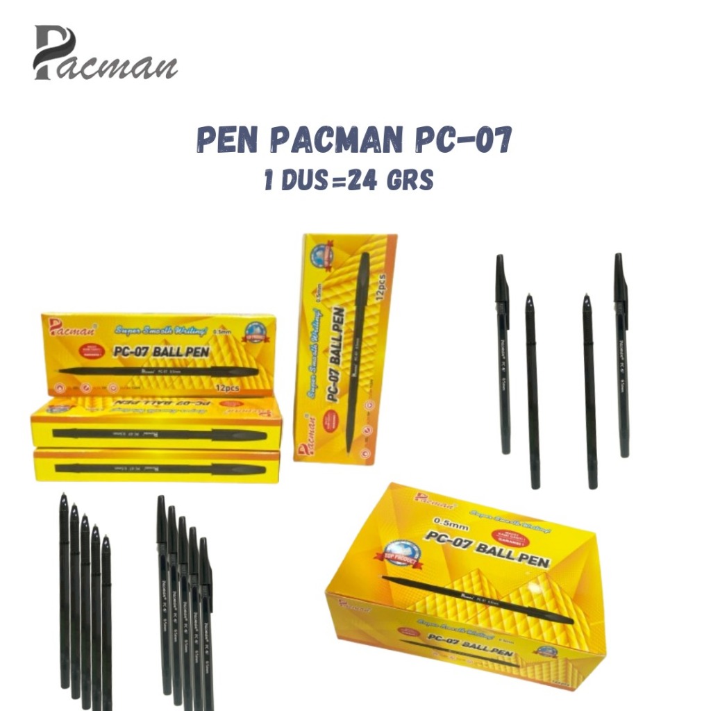 

[Isi 12 Pcs] Pulpen Pacman PC-07 - Pen Hitam