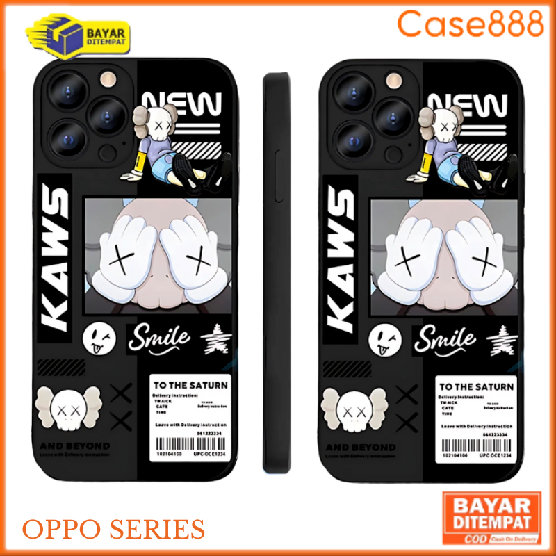 Case Oppo A5S A5 2020 A9 2020 A7 A11k A12 A15 A15S F9 Casing Softcase Liquid Hybrid Motif Kaws Smile