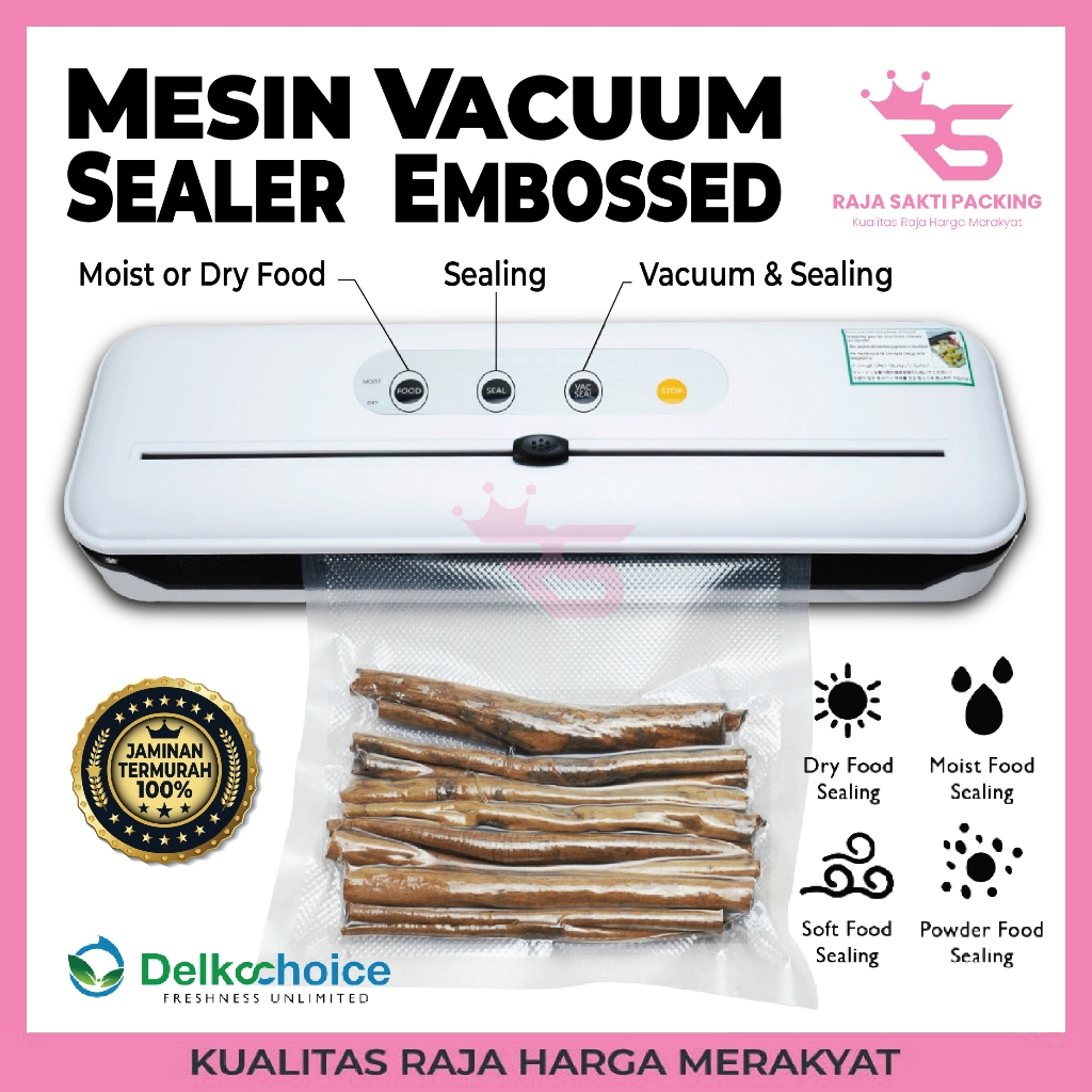 Mesin Vacuum Sealer - Mesin Vakum Sealer Makanan Delkochoice Embossed Manual Termurah