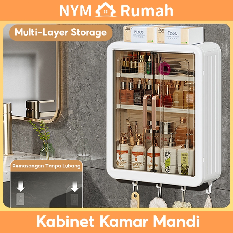 NYM Rumah Rak Dinding Tempel Rak Kamar Mandi Tempel Rak Bumbu Dapur Dinding Plastik Dapur Lemari Din
