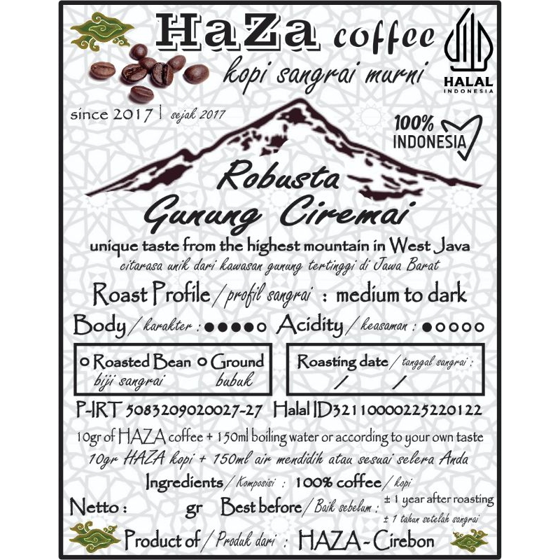 

HAZA coffee robusta JAVA 200 gram